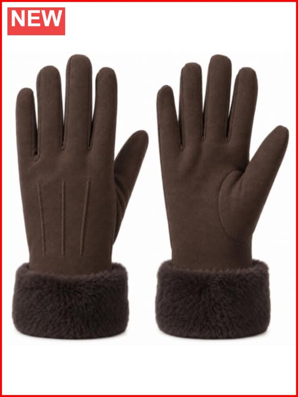 Women's Premium Suede Gloves with Faux Fur Cuff, Fleece Lined for Extreme Cold